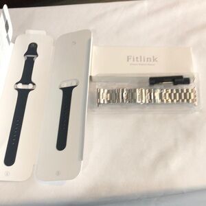 FitLink Silver and Smartwatch black Band, NEW with box replacement bands 2 for 1